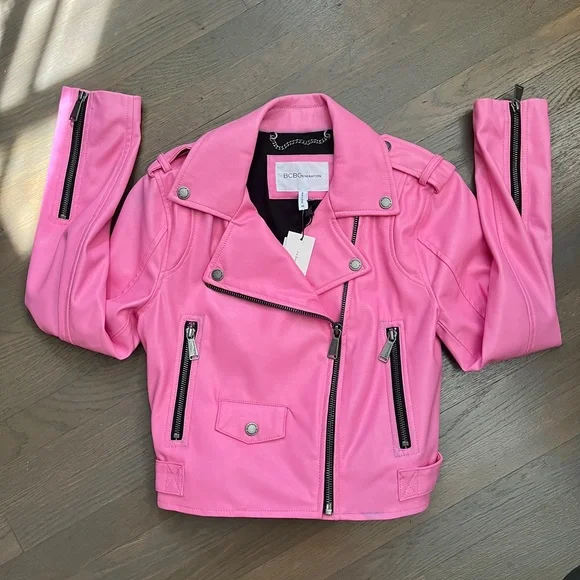 BCBGeneration Cropped Faux Leather Moto Jacket size xs - Picture 2 of 9
